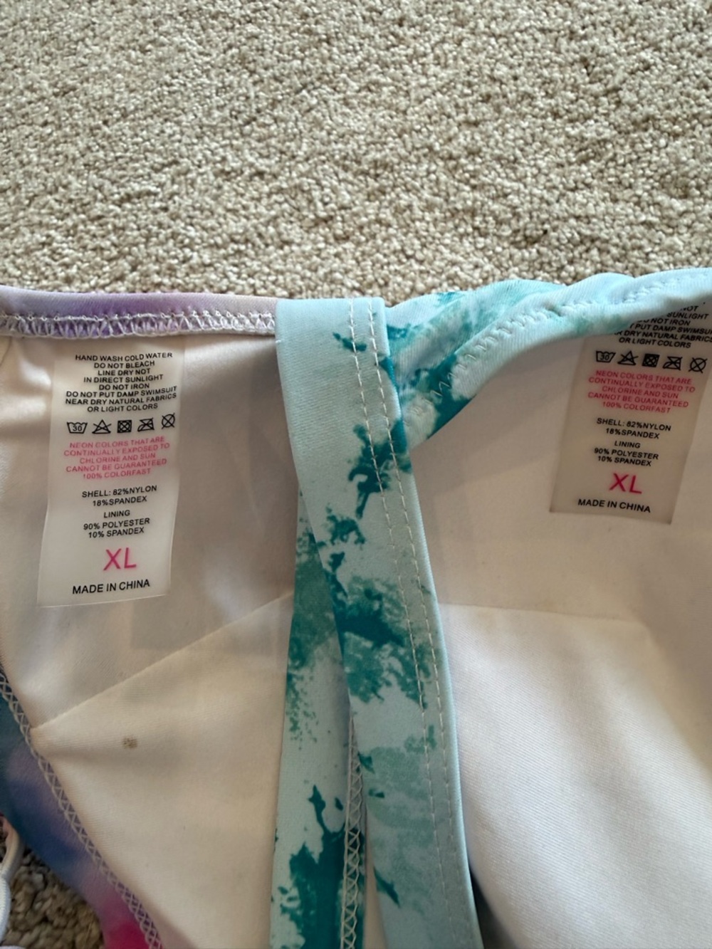 Women’s XL Bikini Top Bundle (2) Tie Dye Triangle Swim Tops GUC - Picture 2 of 5